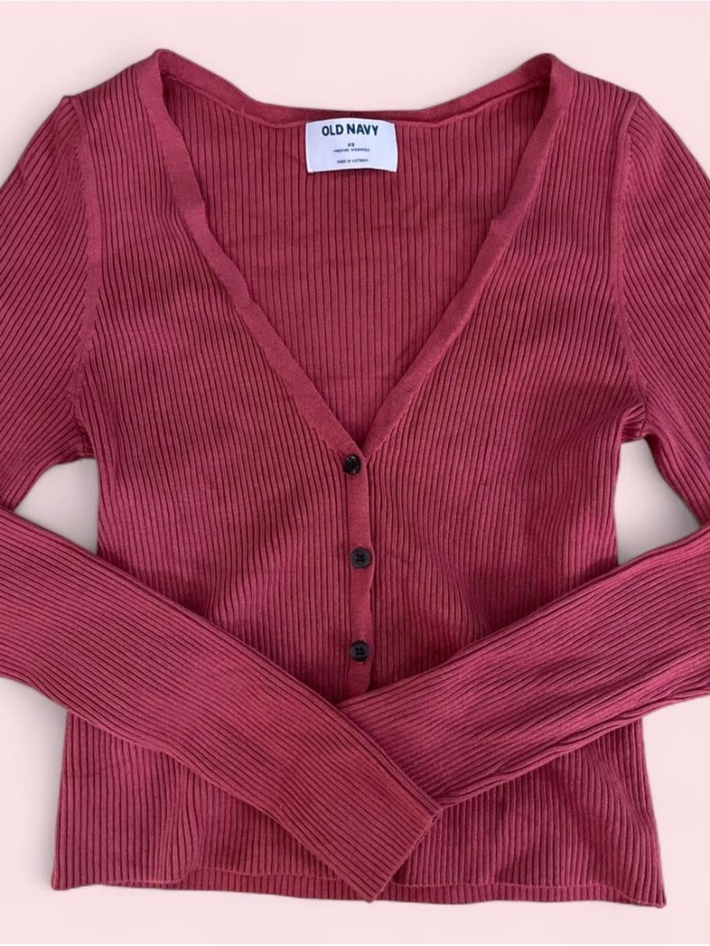 Old Navy Ribbed Button-Front Cardigan in red